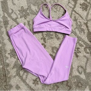 ALO Yoga Ribbed Pink Lavender Set